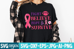 Fight Believe Hope Survive SVG | Breast Cancer SVG Product Image 2