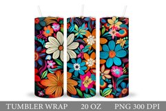 Flowers Tumbler Wrap Design. Floral Tumbler Sublimation Product Image 1