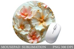 Flowers Mouse Pad Design. 3D Flowers Mouse Pad Sublimation Product Image 1