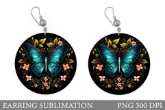 Butterfly Earring Sublimation. Flowers Earring Design Product Image 1