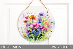 Floral Door Sign Sublimation. Flowers Door Sign Design Product Image 1