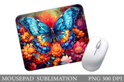 Butterfly Mouse Pad Design. Flowers Mouse Pad Sublimation Product Image 1