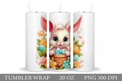 Cute Bunny Tumbler Design. Easter Tumbler Sublimation Product Image 1