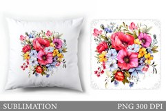 Flowers Pillow Sublimation. Summer Sublimation Product Image 1