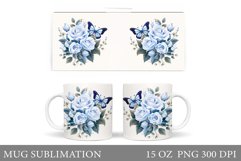 Butterfly Mug Sublimation. Flowers Mug Design Product Image 1
