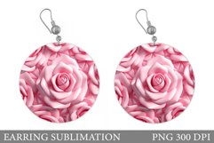 3D Rose Earring Sublimation. 3D Rose Round Earring Product Image 1