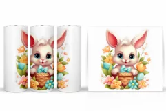 Cute Bunny Tumbler Design. Easter Tumbler Sublimation Product Image 2