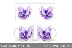 Butterflies Mug Sublimation. Butterflies Flowers Mug Design Product Image 1