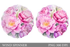 Peony Wind Spinner Design. Flowers Wind Spinner Sublimation Product Image 1