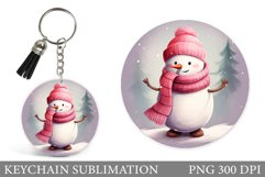 3D Snowman Keychain Design. Snowman Round Keychain Product Image 1