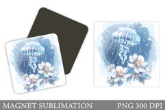 Jellyfish Magnet Sublimation. Sea Magnet Design Product Image 1