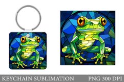 Stained Glass Frog Keychain. Frog Keychain Sublimation Product Image 1