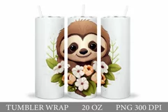 Cute Sloth Tumbler Design. Cute Sloth Sublimation Product Image 1