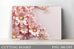 3D Flowers Cutting Board. Kitchen Cutting Board Template Product Image 1