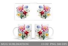 Flowers Mug Wrap Design. Wildflowers Mug Sublimation Product Image 1