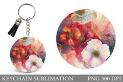 Flowers Keychain Sublimation. Floral Keychain Design Product Image 1