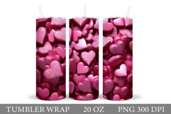 3D Hearts Tumbler Wrap Design. Hearts Tumbler Sublimation Product Image 1