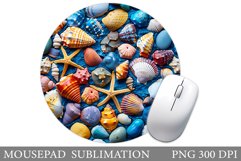 3D Seashell Mouse Pad Sublimation. Sea Mouse Pad Design Product Image 1