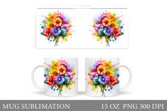 Flowers Mug Sublimation. Summer Mug Wrap Design Product Image 1