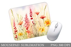 Wildflowers Mouse Pad. Flowers Mouse Pad Sublimation Product Image 1