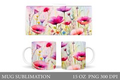 Wildflowers Mug Sublimation. Summer Flowers Mug Design Product Image 1