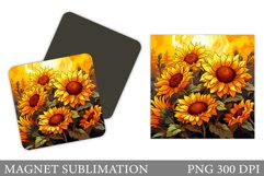 Sunflowers Magnet Design. Flowers Summer Magnet Sublimation Product Image 1