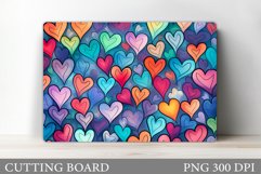 Valentines Cutting Board. Colorful Hearts Cutting Board Product Image 1