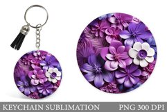 Flowers Keychain Design. Flowers Round Keychain Product Image 1