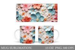 3D Flowers Mug Wrap Design. Flowers Mug Wrap Template Product Image 1