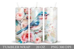 Bird Tumbler Sublimation. Summer Tumbler Wrap Design Product Image 1