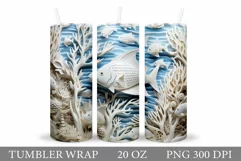 Fish Tumbler Wrap Design. 3D Fish Tumbler Wrap Sublimation Product Image 1