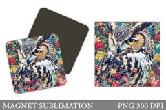 Owl Magnet Design. Bird Magnet Sublimation Product Image 1