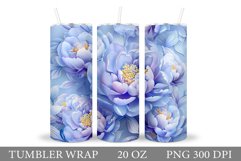 Peony Tumbler Wrap Design. Flowers Tumbler Sublimation Product Image 1