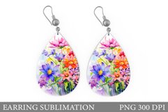 Flowers Earring Sublimation. Wildflowers Teardrop Earring Product Image 1
