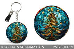 Stained Glass Christmas Tree Keychain Sublimation Product Image 1