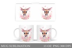 Spring Deer Mug Sublimation. Cute Deer Mug Wrap Design Product Image 1