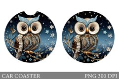 Owl Car Coaster Design. Winter Owl Car Coaster Sublimation Product Image 1