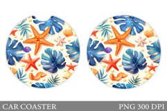 Sea Car Coaster Sublimation. Tropical Car Coaster Design Product Image 1