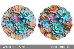 Succulents Wind Spinner Design. Flowers Spinner Sublimation Product Image 1