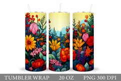 Flowers Tumbler Wrap Design. Sublimation Tumbler Flowers Product Image 1