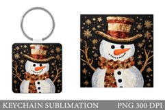 Snowman Keychain Design. Winter Keychain Sublimation Product Image 1