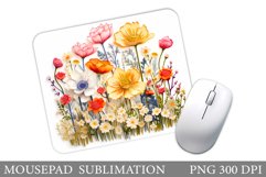3D Flowers Mouse Pad. Flowers Mouse Pad Sublimation Product Image 1