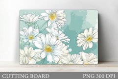 Daisy Flowers Cutting Board. Floral Cutting Board Design Product Image 1