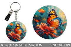 Butterfly Keychain Design. Round Keychain Butterfly Product Image 1