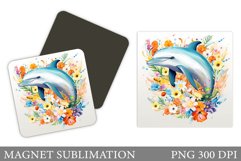 Dolphin Magnet Sublimation. Sea Magnet Design Product Image 1