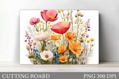 Wildflowers Cutting Board. Flowers Cutting Board Sublimation Product Image 1