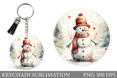 Snowman Keychain Design. Watercolor Snowman Keychain Product Image 1