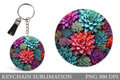Succulents Keychain Sublimation. Plants Keychain Design Product Image 1