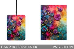 Alcohol Ink Floral Car Air Freshener Sublimation Product Image 1