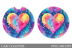 Hearts Car Coaster. Valentines Car Coaster Sublimation Product Image 1